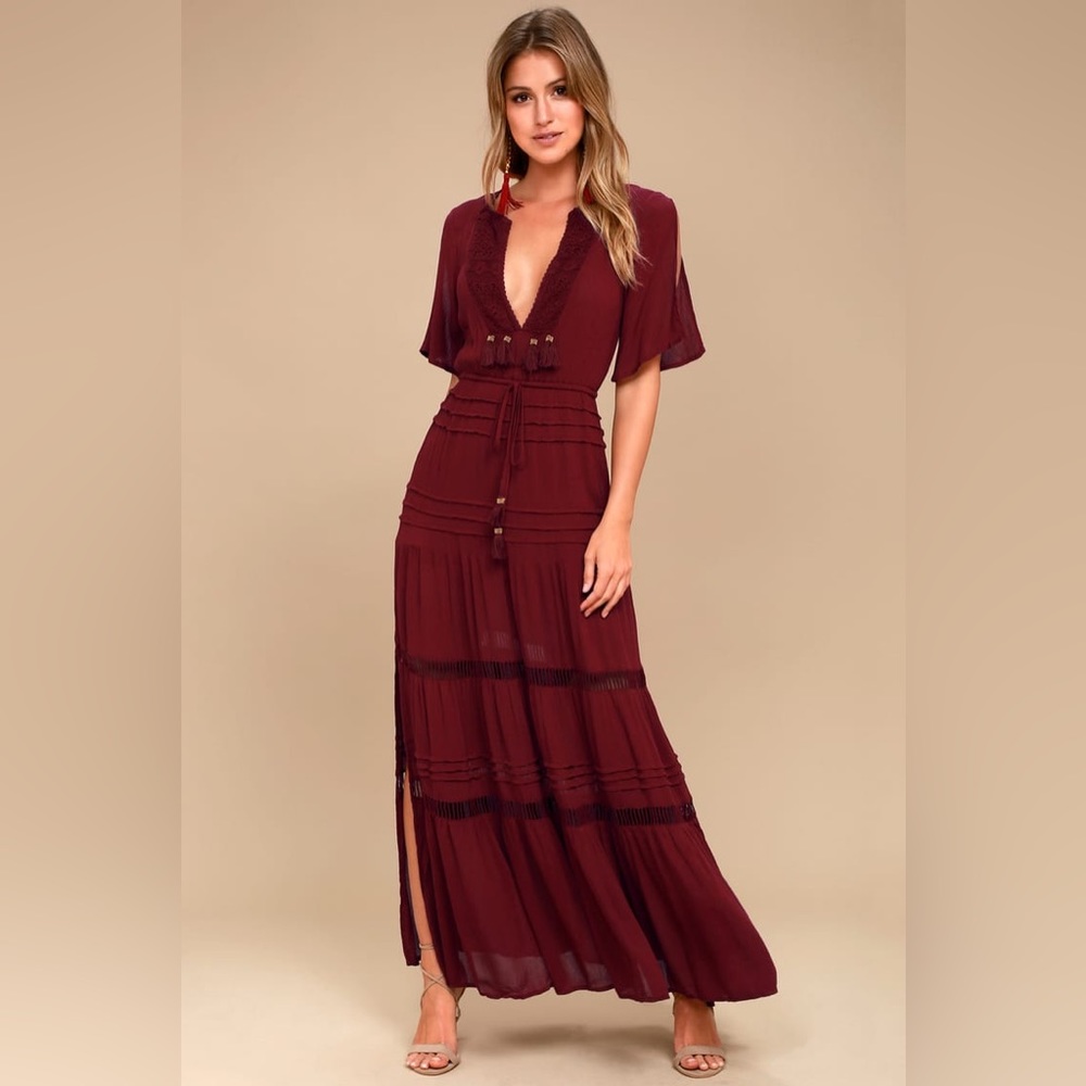 Lulu's Burgundy Maxi Dress
